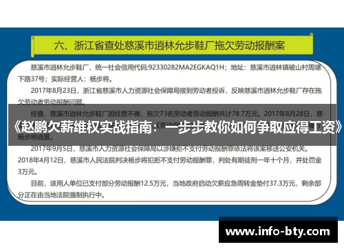 《赵鹏欠薪维权实战指南：一步步教你如何争取应得工资》
